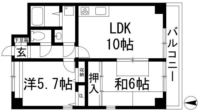 メゾンルレーブ(2LDK/3階)の間取り写真