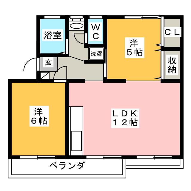 左近山団地4街区22号棟(2LDK/3階)の間取り写真