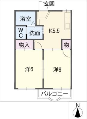 セフィラ土原A・B(2K/1階)の間取り写真
