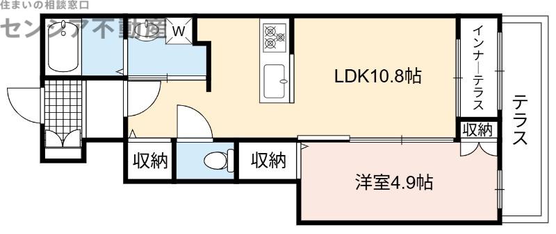 THE NOOK ウエスト(1LDK/1階)の間取り写真