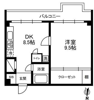 ロジマン西麻布(1DK/6階)の間取り写真