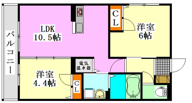 グレイスコート(2LDK/3階)の間取り写真
