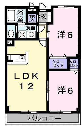 プラムテラス(2LDK/2階)の間取り写真