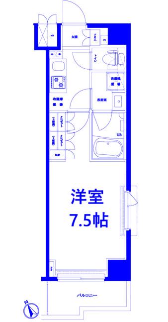 ルーブル川崎中丸子弐番館(1K/2階)の間取り写真