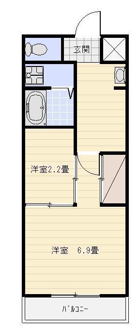 ゴールドサークル小松II(1SK/5階)の間取り写真
