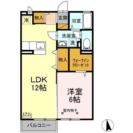 ウェルネス(1LDK/2階)の間取り写真
