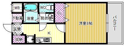 春日丘・I マンション(1K/5階)の間取り写真