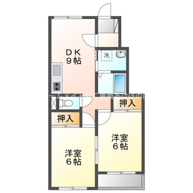 イルデュノール(2DK/1階)の間取り写真