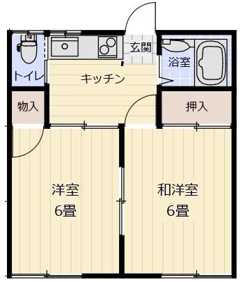 ニュー愛川(2K/2階)の間取り写真