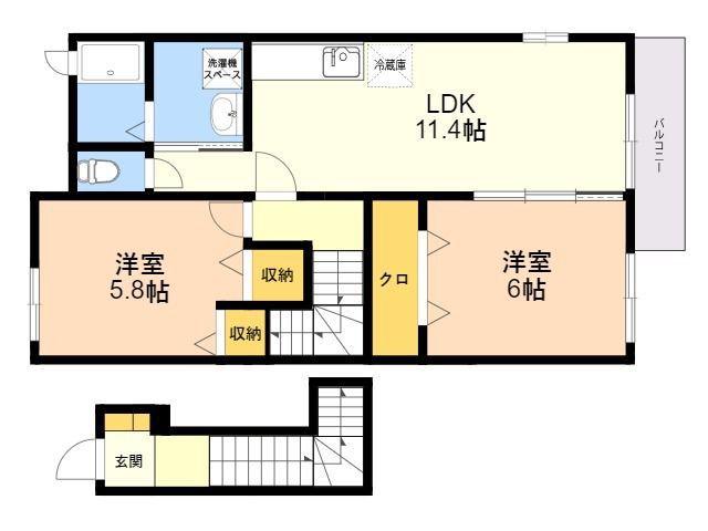 メゾンド・サン Ⅰ(2LDK/2階)の間取り写真