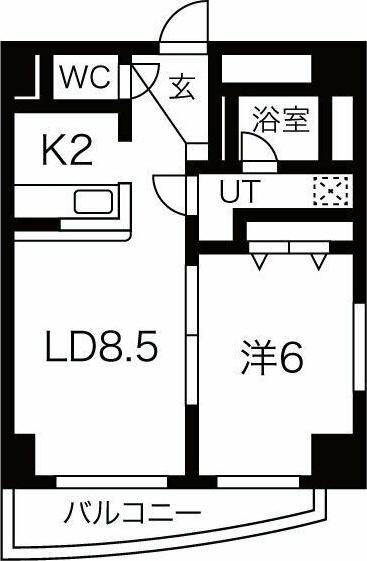 エクリュ(1LDK/3階)の間取り写真