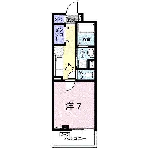 BOSCATO H 1K(1K/2階)の間取り写真