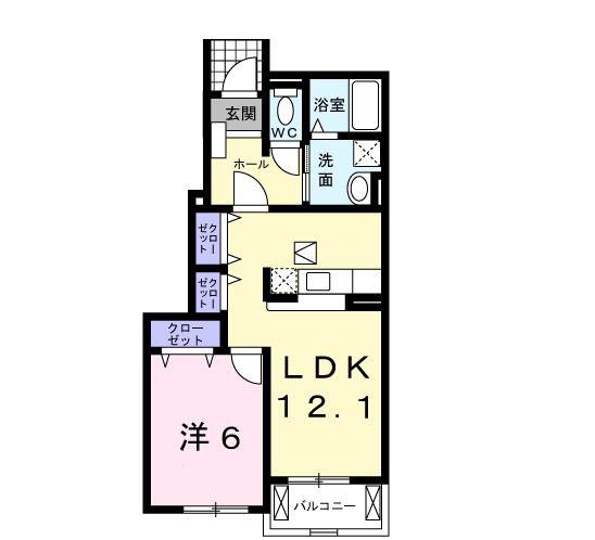 クリーンN&K・B(1LDK/1階)の間取り写真