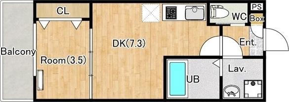 ジーメゾン高座渋谷(1DK/3階)の間取り写真