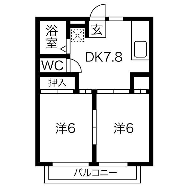 上の台ハイツ(2DK/1階)の間取り写真