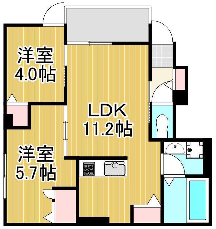 ノール アサヒ(2LDK/1階)の間取り写真