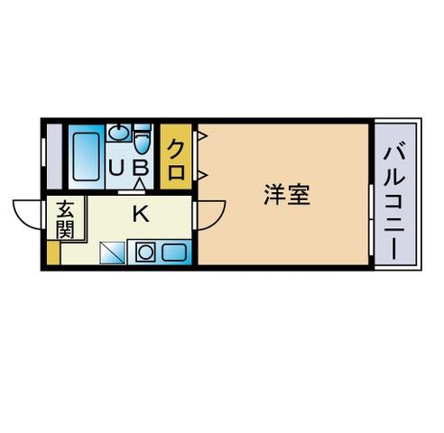 オーチャード那珂(1K/3階)の間取り写真