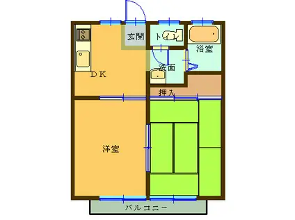 中島ハイツ2(2K/2階)の間取り写真