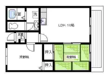 サンフィール岸和田(2LDK/3階)の間取り写真