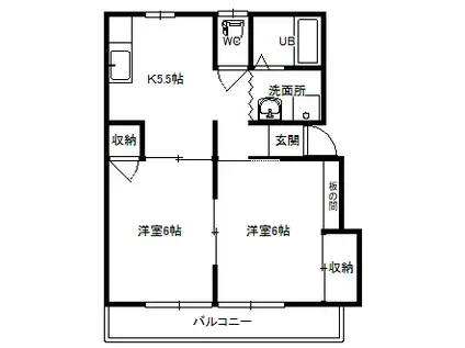 スカイハイツMOGI(2DK/2階)の間取り写真