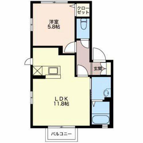 シャーメゾン高田D(1LDK/1階)の間取り写真