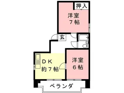 マンション川菱(2DK/2階)の間取り写真