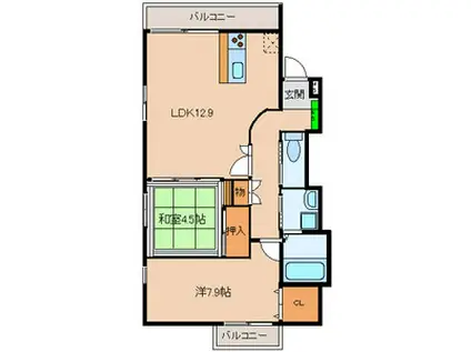 フォレスト南植松(2LDK/1階)の間取り写真