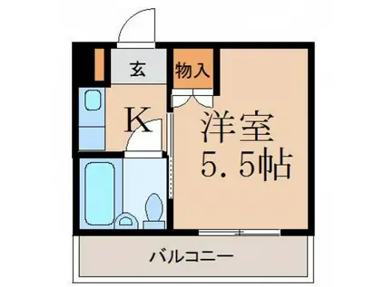 ヴィラ海田(1K/3階)の間取り写真