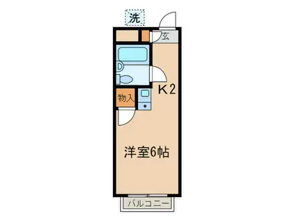 ドミール武蔵台(1K/2階)の間取り写真