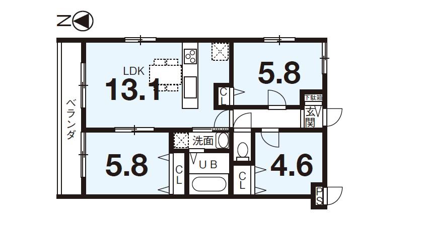 メゾンH&DV(3LDK/3階)の間取り写真