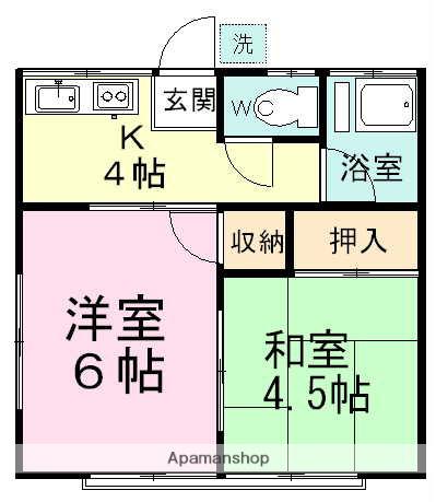 薬円台ハイツ(2K/1階)の間取り写真