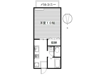 ストリームフジ(1K/1階)の間取り写真