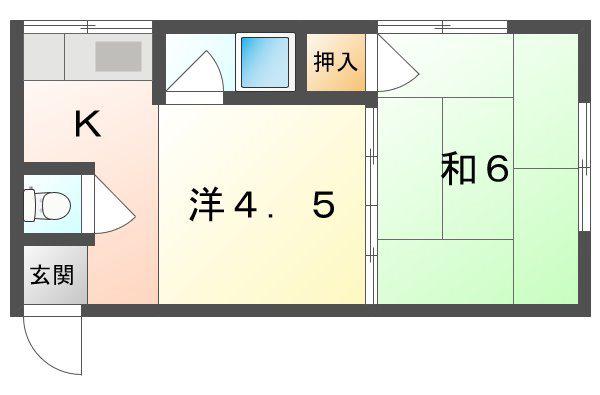 高瀬マンション(2K/4階)の間取り写真