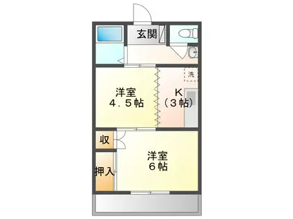 ブルーメン札元(2K/3階)の間取り写真