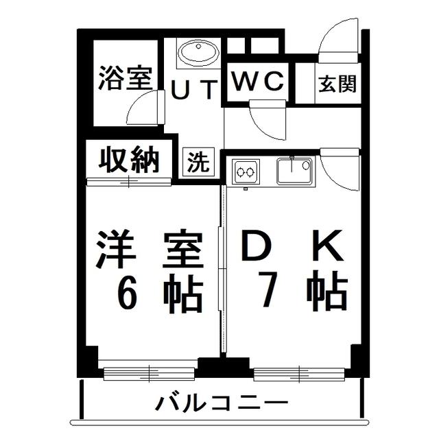 芦野マンション(1DK/2階)の間取り写真