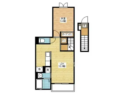 ソーレMTS(1LDK/2階)の間取り写真