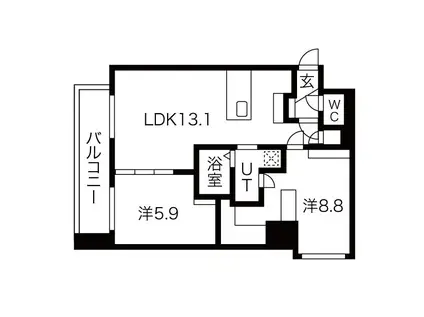 スペチアーレ札幌東(2LDK/9階)の間取り写真