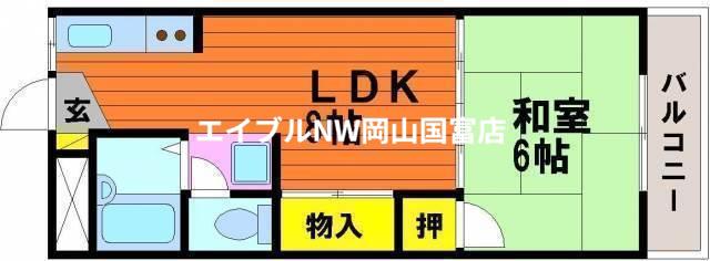 プレシャスビル(1DK/2階)の間取り写真