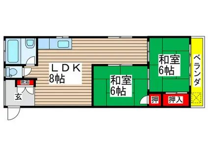 大島園マンション(2LDK/4階)の間取り写真