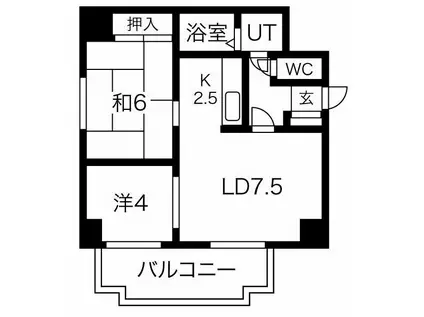 ノール北11条(1LDK/6階)の間取り写真
