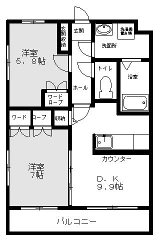 グランベルク(2DK/2階)の間取り写真