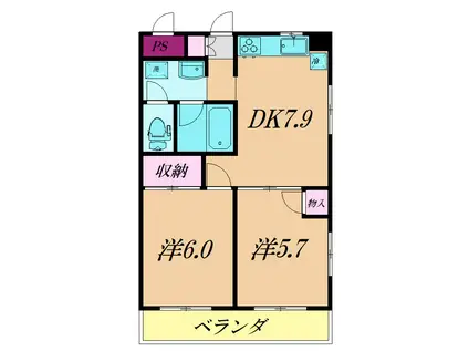 MYビル(2DK/3階)の間取り写真