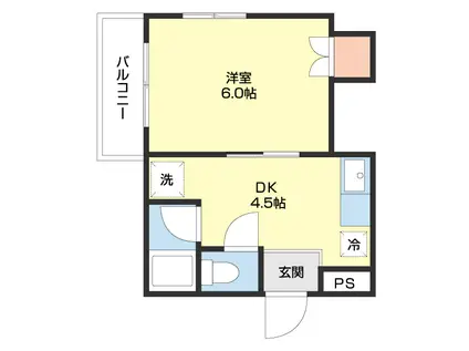 マンションナナヤマ田尻(1DK/3階)の間取り写真