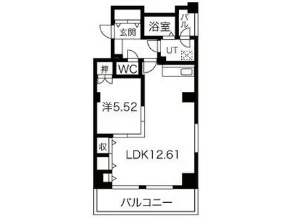 レジデンスカープ札幌(1LDK/9階)の間取り写真