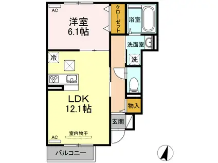 KONNFORUTA KORO(1LDK/1階)の間取り写真
