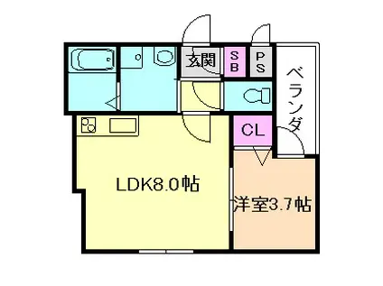 H-MAISON千船(1LDK/2階)の間取り写真