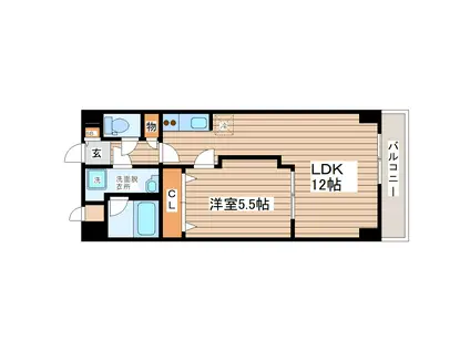 シャトレ鹿野(1LDK/3階)の間取り写真