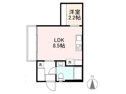 宮脇町ぐりんど(1LDK/2階)の間取り写真