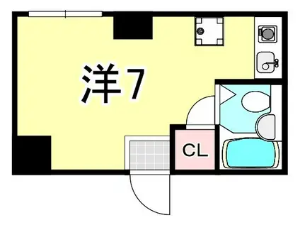 HOOP須磨浦(ワンルーム/2階)の間取り写真