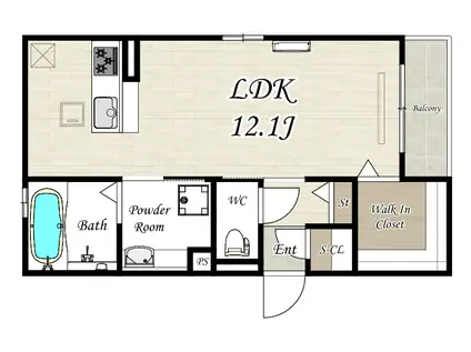 D-ROOM NAKASAKURAZUKA(ワンルーム/2階)の間取り写真